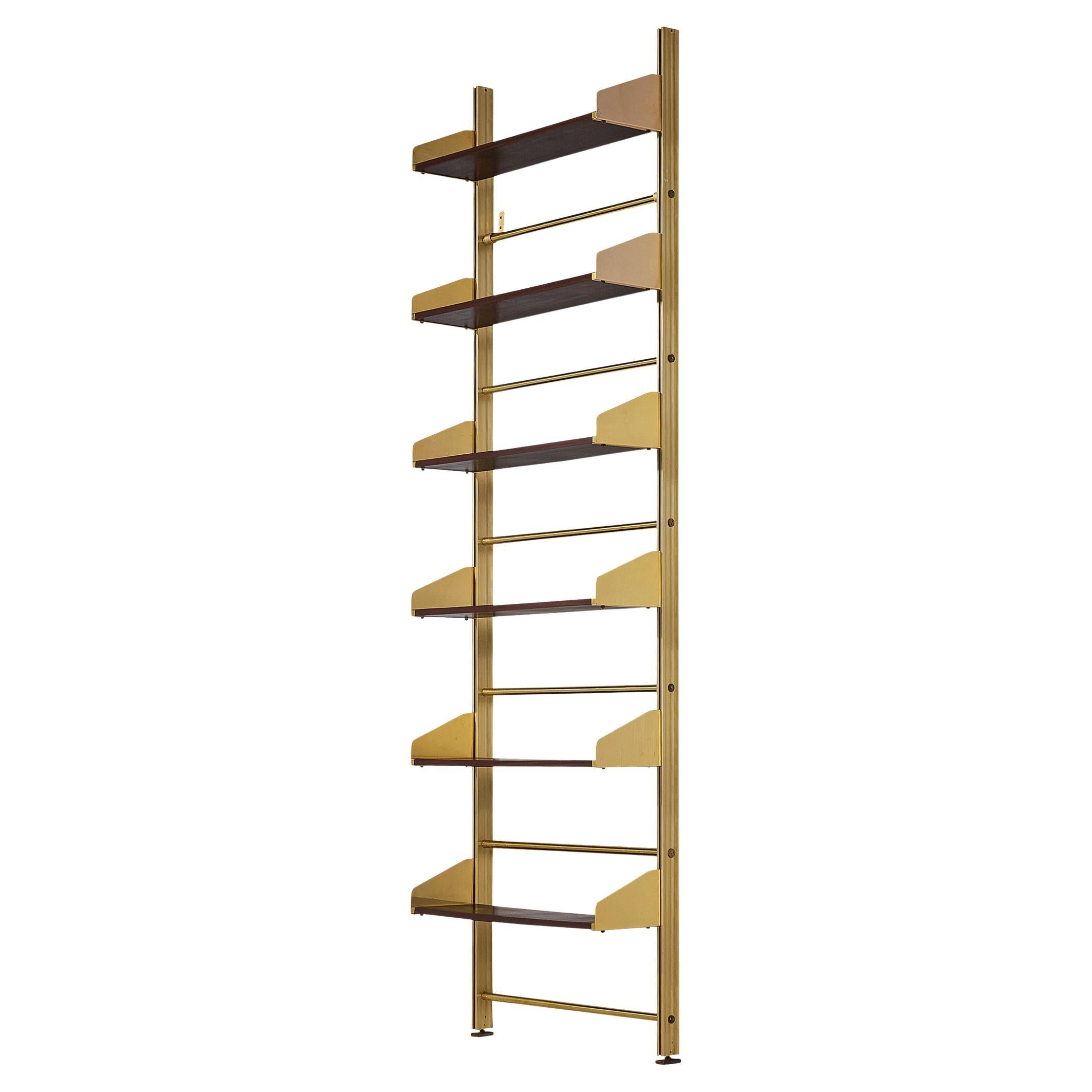Feal Italian Wall Unit in Anodized Aluminum and Mahogany