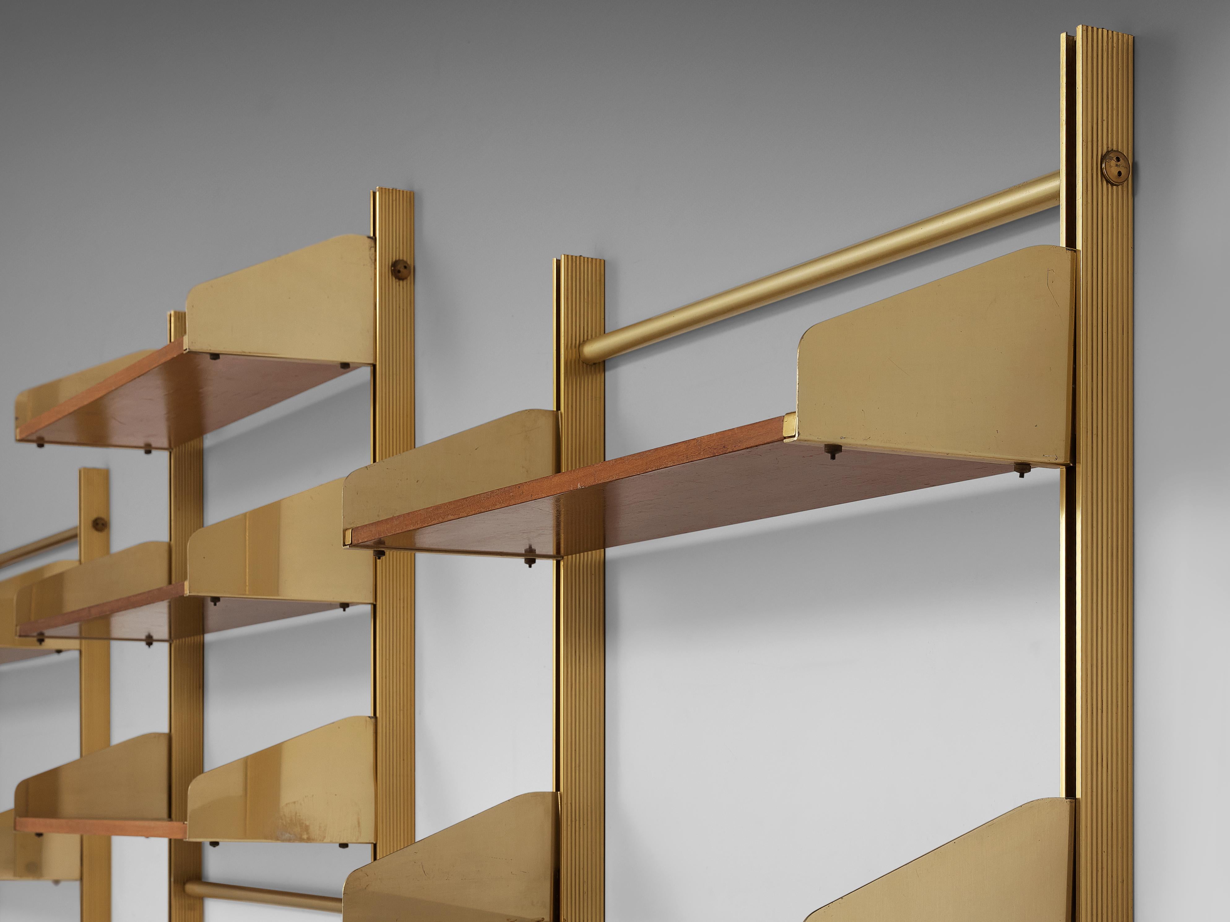 Metal Feal Wall-Mounted Shelves in Teak and Brass