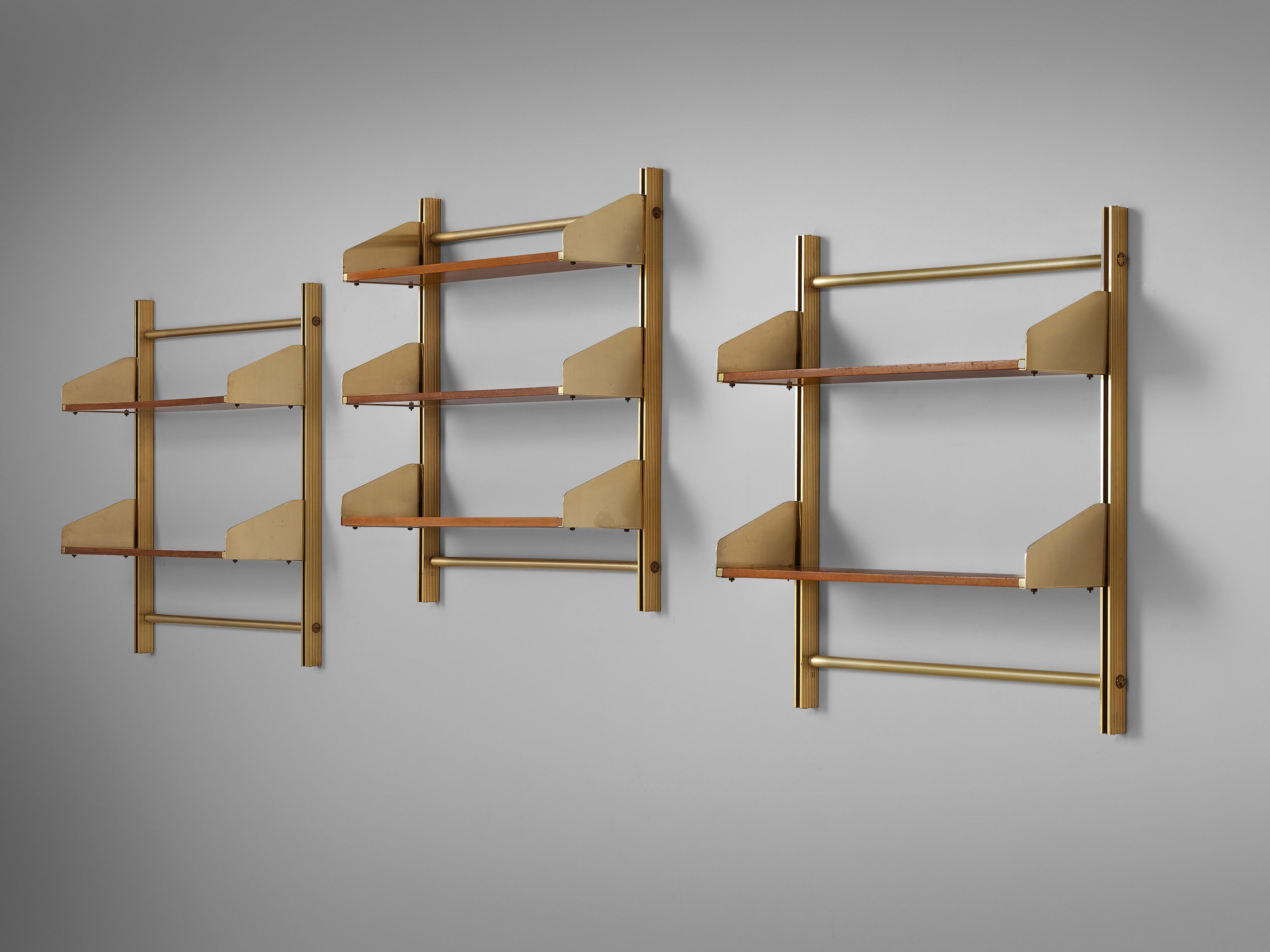 Feal Wall-Mounted Shelves in Teak and Brass 1