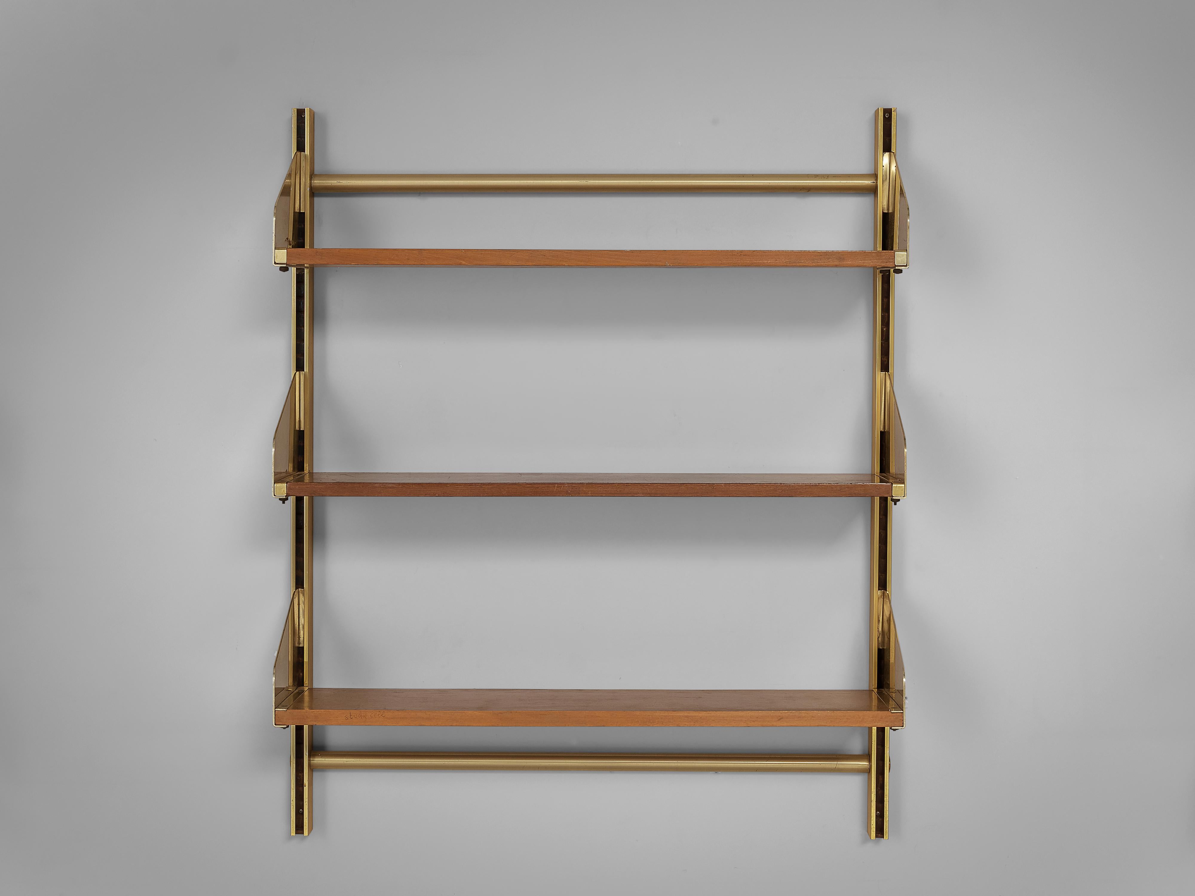 Feal Wall-Mounted Shelves in Teak and Brass 2