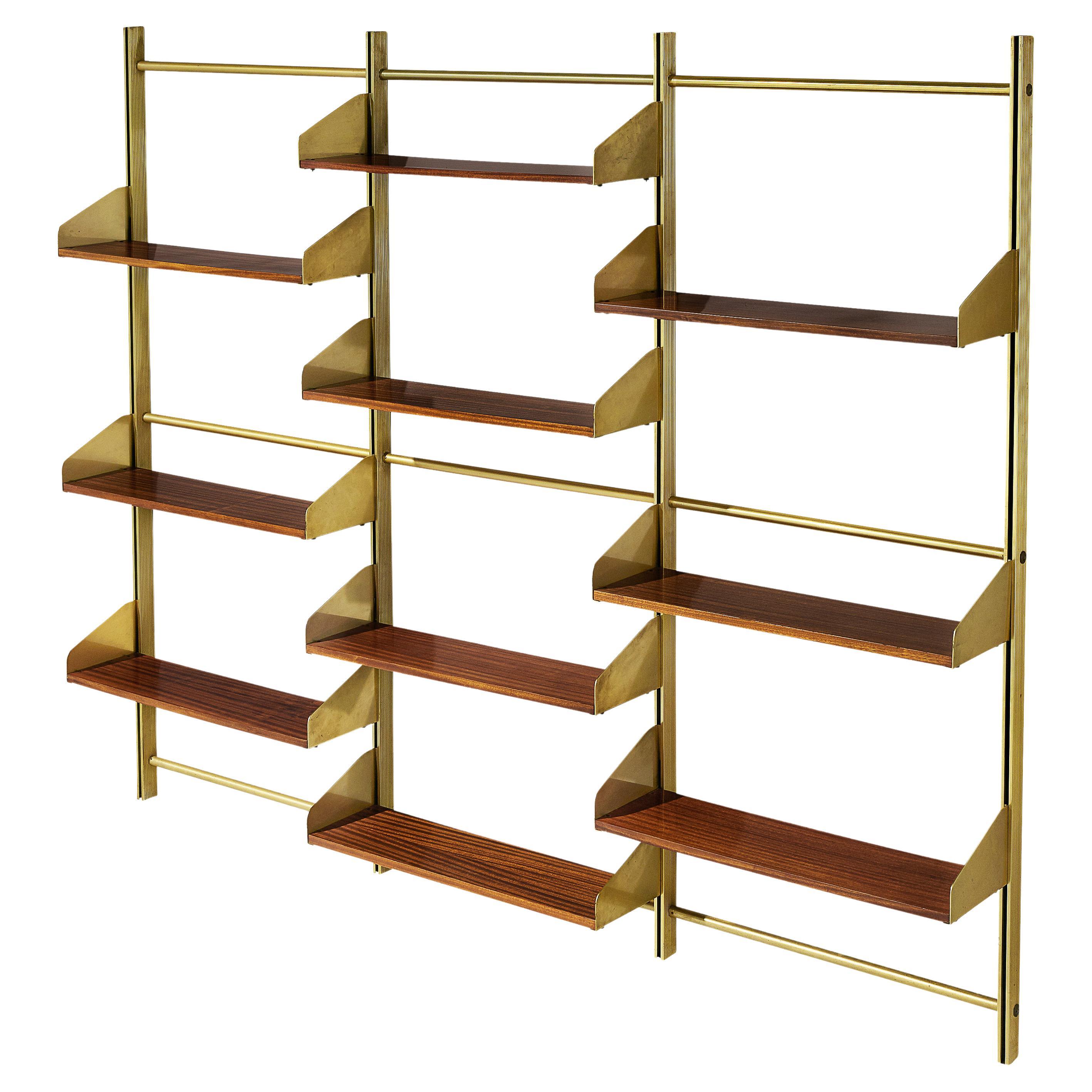 Feal Wall Unit in Teak and Brass