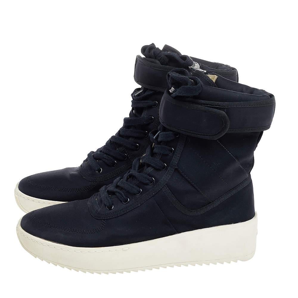 Men's Fear Of God Black Neoprene Military High Top Sneakers Size 43 For Sale
