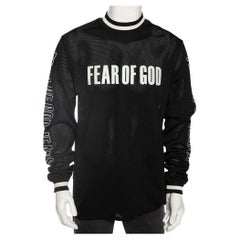 Used Fear of God Black Synthetic Logo Print Long Sleeved Mesh-Jersey T-Shirt S