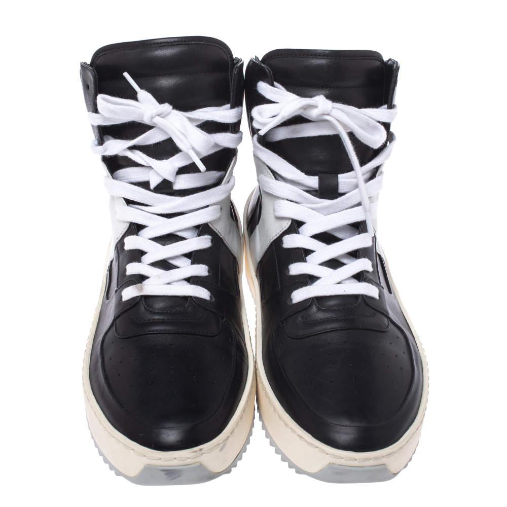 Gray Fear Of God Black/White Leather Basketball High Top Sneakers Size 40