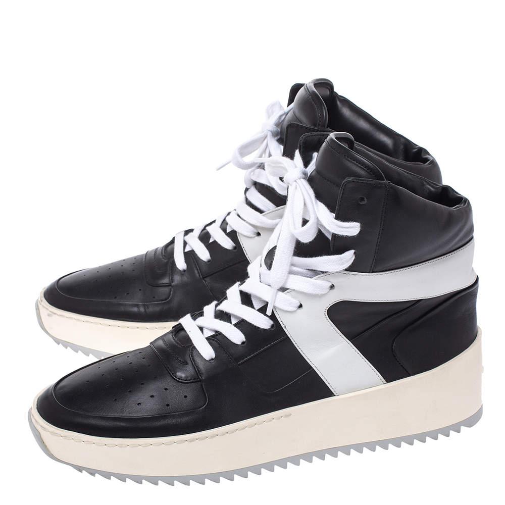 Fear Of God Black/White Leather Basketball High Top Sneakers Size 40 In Good Condition In Dubai, Al Qouz 2