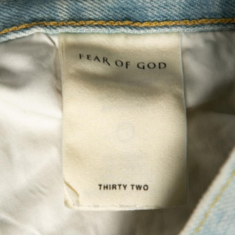 De los hombres Fear of God Vaquero azul desgastado con cremallera Slim Fit Jeans M en venta