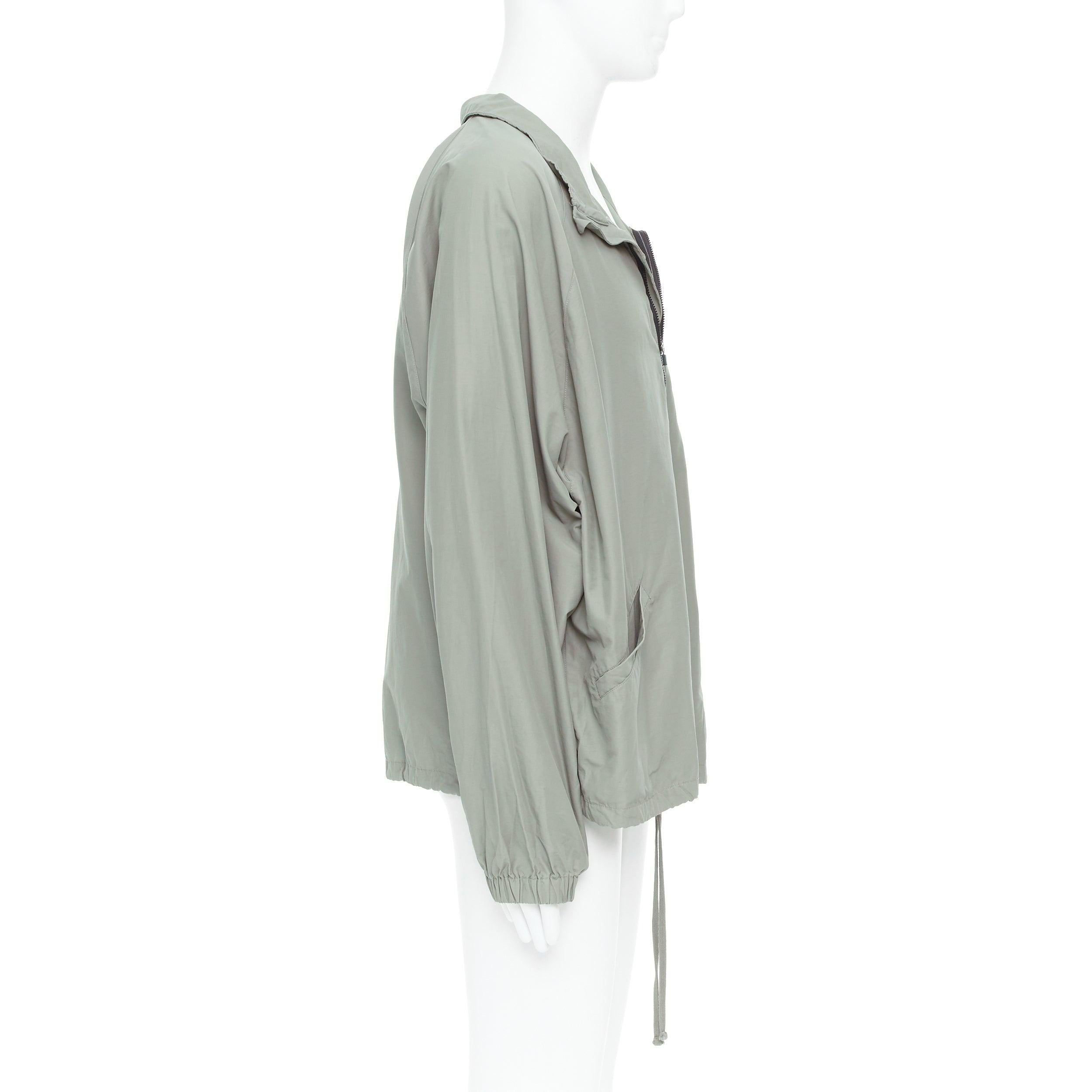 Men's FEAR OF GOD ESSENTIALS khaki cotton nylon half zip logo pullover L For Sale