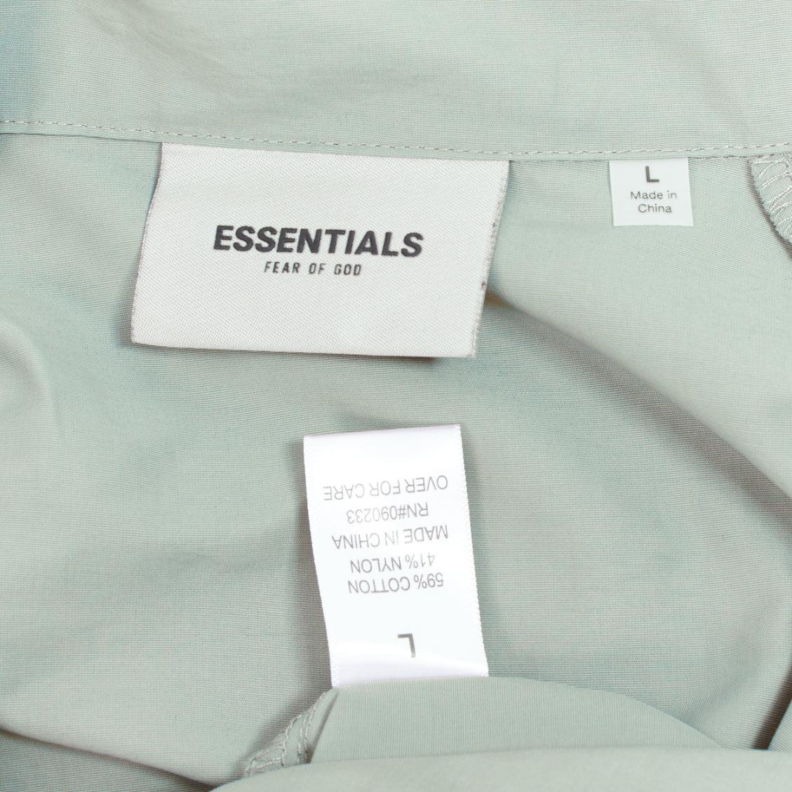 FEAR OF GOD ESSENTIALS khaki cotton nylon half zip logo pullover L For Sale 4