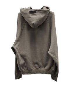 Fear of God Essentials Logo-Flocked Hoodie in Desert Taupe Cotton-Blend Jersey