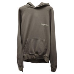 Fear of God Essentials Logo-Flocked Hoodie in Desert Taupe Cotton-Blend Jersey