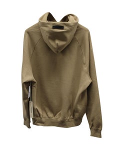 Fear Of God Essentials Logo-Flocked Hoodie in Tan Cotton-Blend Jersey