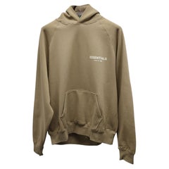 Fear Of God Essentials Logo-Flocked Hoodie in Tan Cotton-Blend Jersey