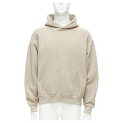 FEAR OF GOD Essentials stone grey pockets cropped hoodie top S