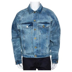 Fear Of God Fifth Collection Indigo Acid Wash Denim Trucker Jacket M