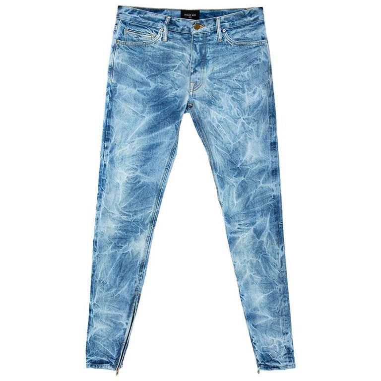Fear Of God Indigo Acid Washed Denim Slim Fit Selvedge Jeans M For Sale at  1stDibs