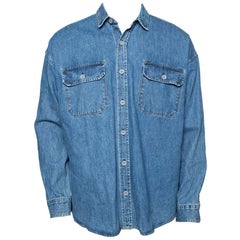 Fear Of God Indigo Light Wash Denim Long Sleeve Shirt S