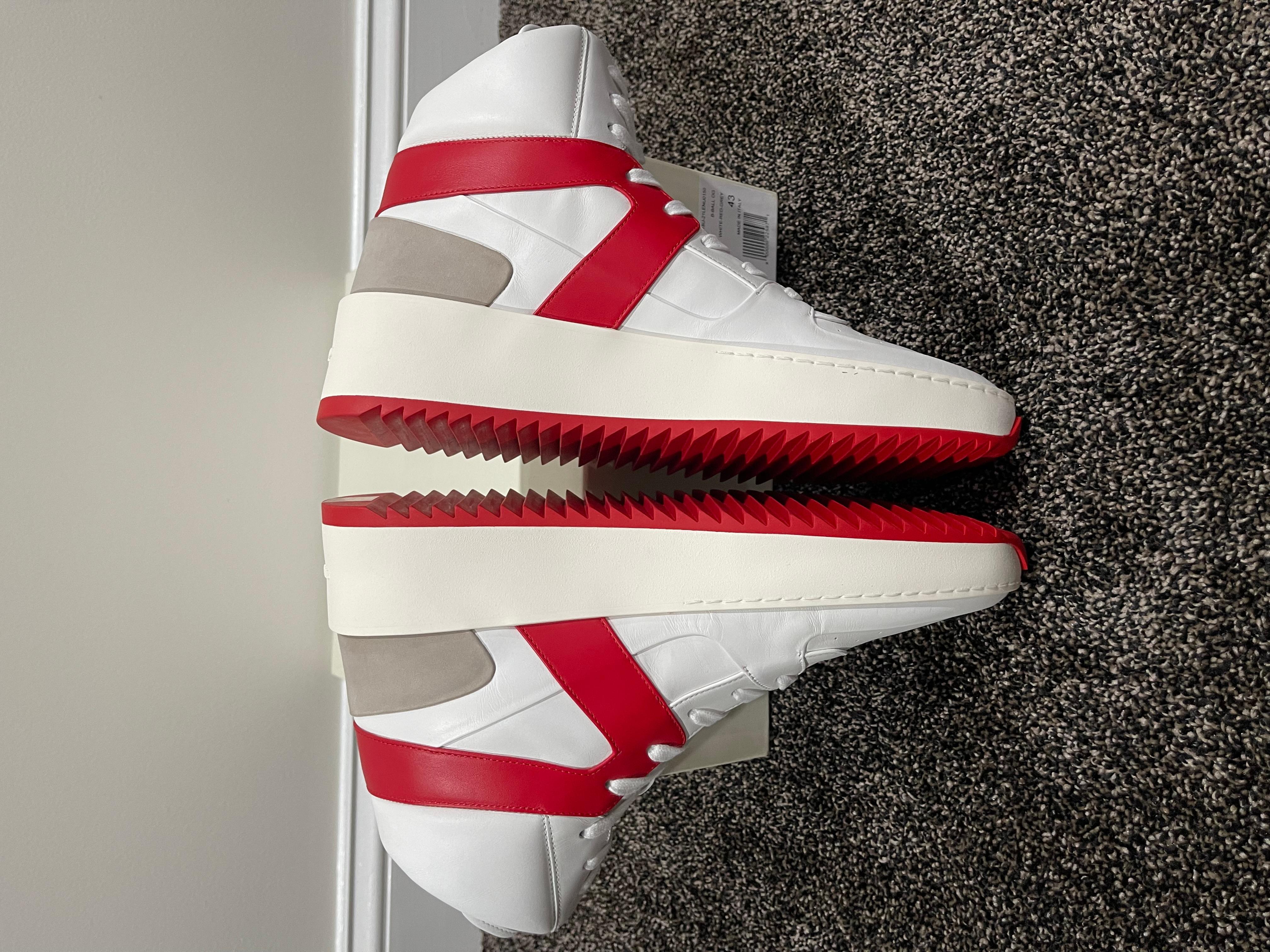 Fear of God Leather Basketball Sneakers Red White His In New Condition In Bear, DE