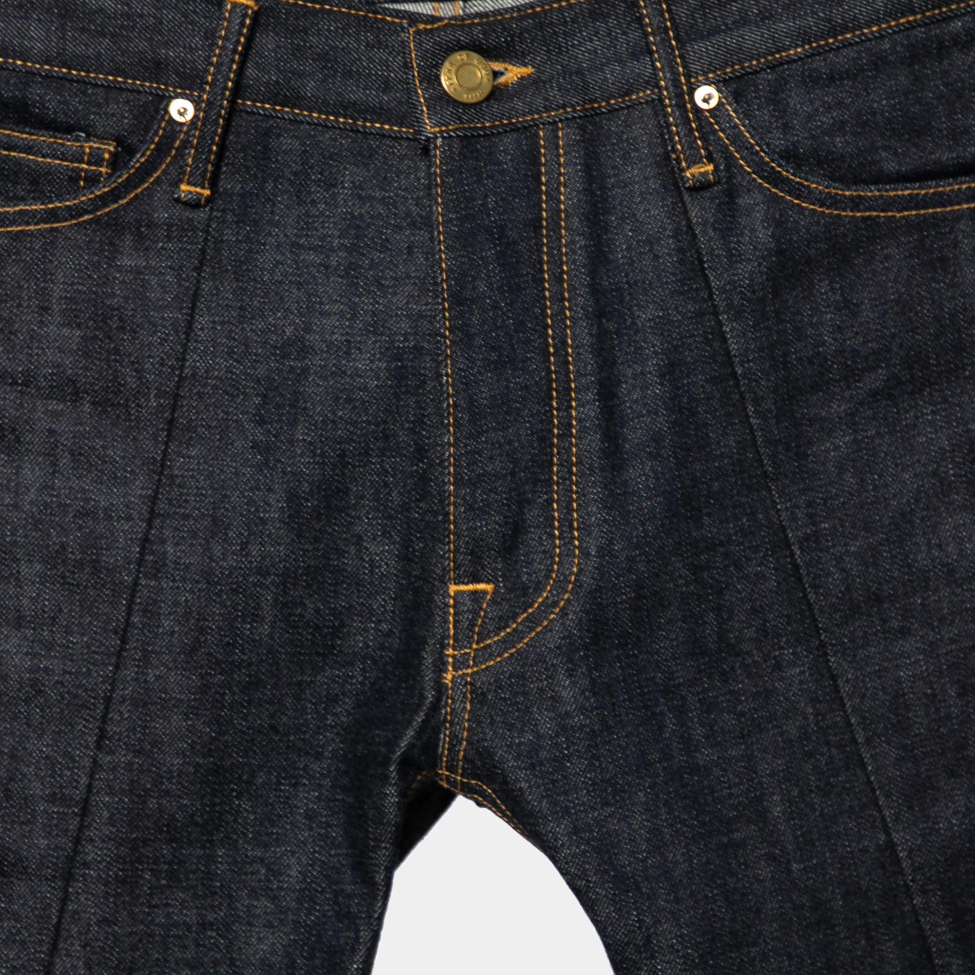 Fear of God Navy Blue Denim Zipped Hem Slim Fit Jeans M For Sale 2