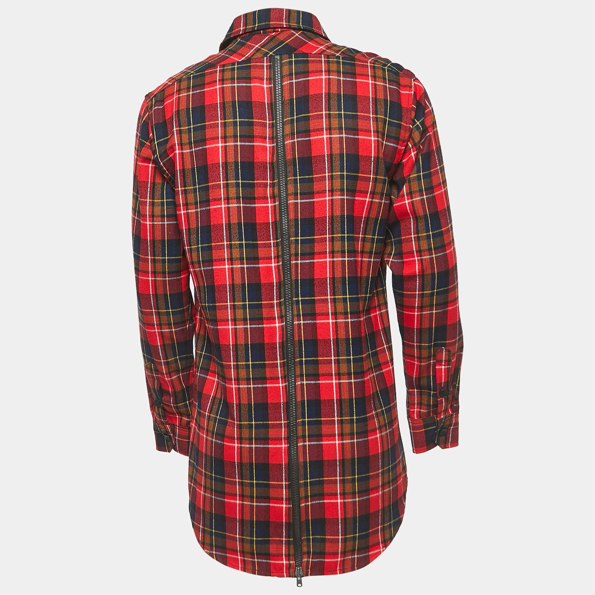 Fear of God Red Plaid Cotton Button Front Full Sleeve Shirt L For Sale 1