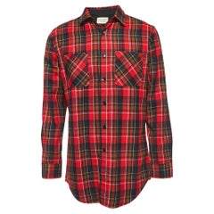 Fear of God Red Plaid Cotton Button Front Full Sleeve Shirt L
