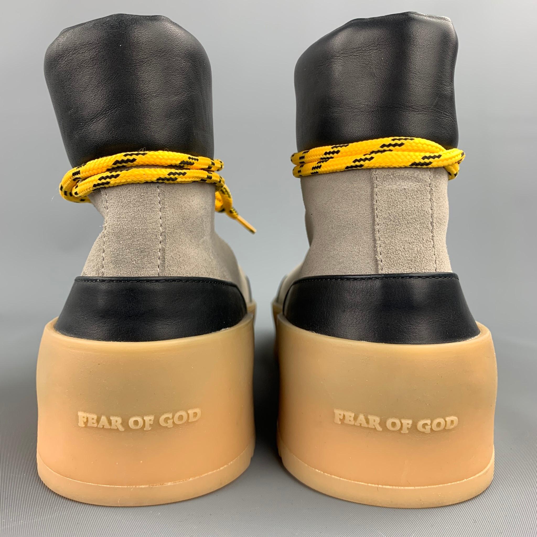 FEAR OF GOD Sixth Collection Size 11 Taupe & Black Color Block Leather Sneakers In Good Condition In San Francisco, CA