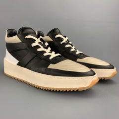 FEAR OF GOD Size 11 Black & Beige Color Block Leather Basketball Sneakers