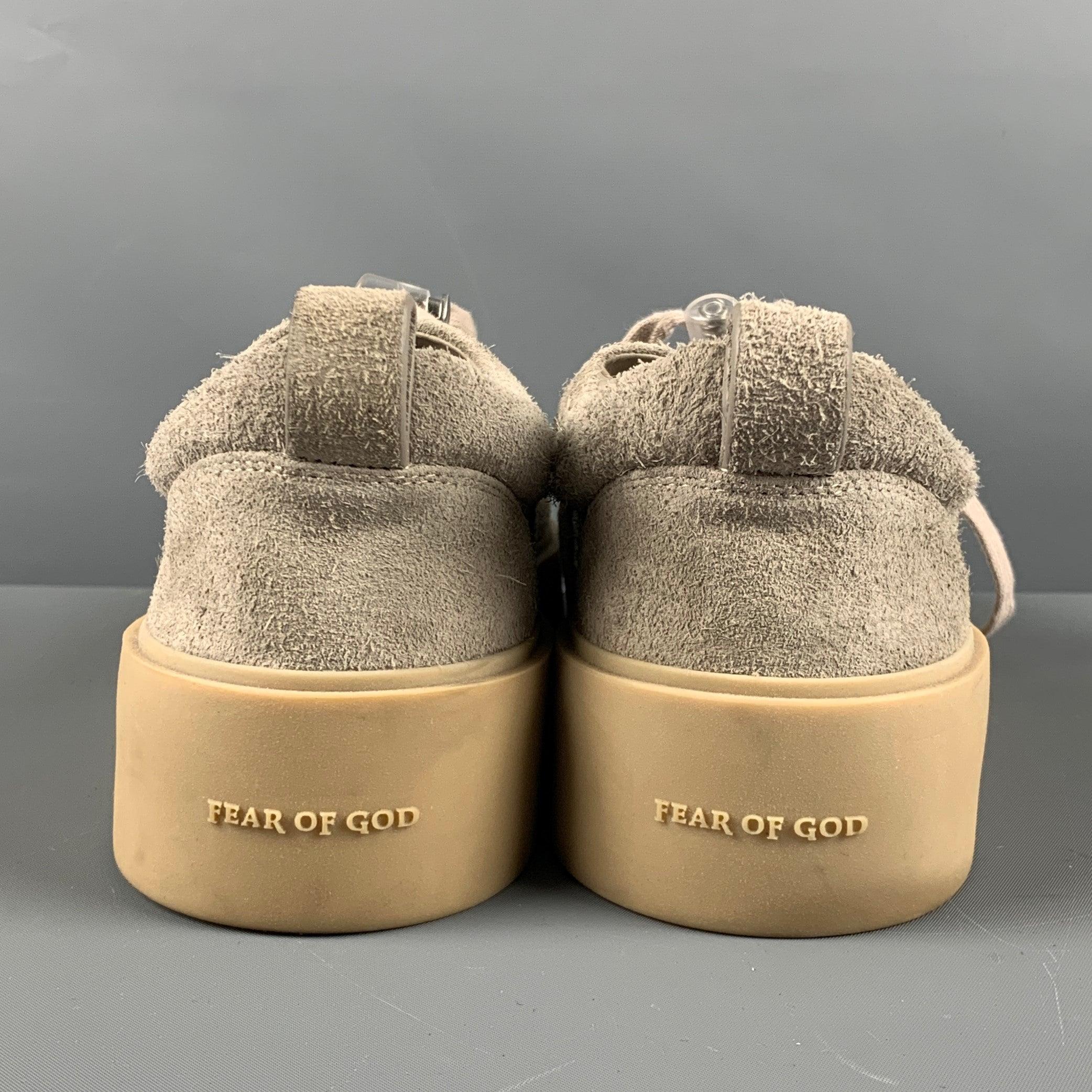 Brown FEAR OF GOD Size 11 Grey Textured Suede Lace Up Sneakers For Sale