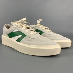 FEAR OF GOD Size 11 Light Gray & Green Color Block Canvas Low Top Sneakers