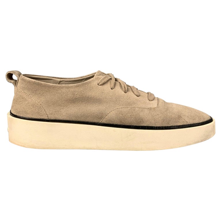 FEAR OF GOD Size 11 Light Gray Textured Leather Lace Up Sneakers