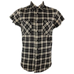 FEAR OF GOD Size L Black & White Plaid Cotton Short Sleeve Flannel Shirt