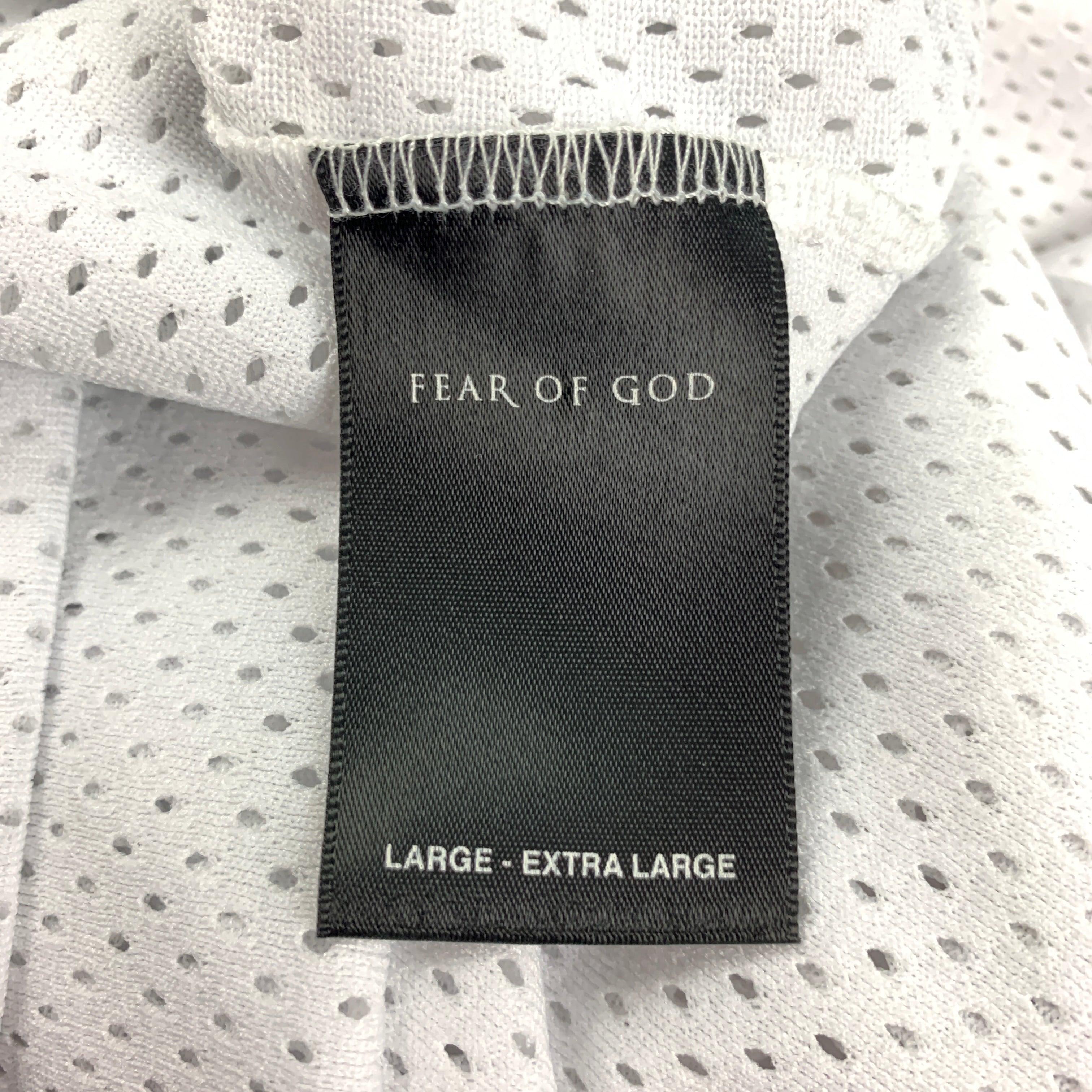 Men's FEAR OF GOD Size L/XL White Polyester/Silk Jersey Oversized T-shirt For Sale