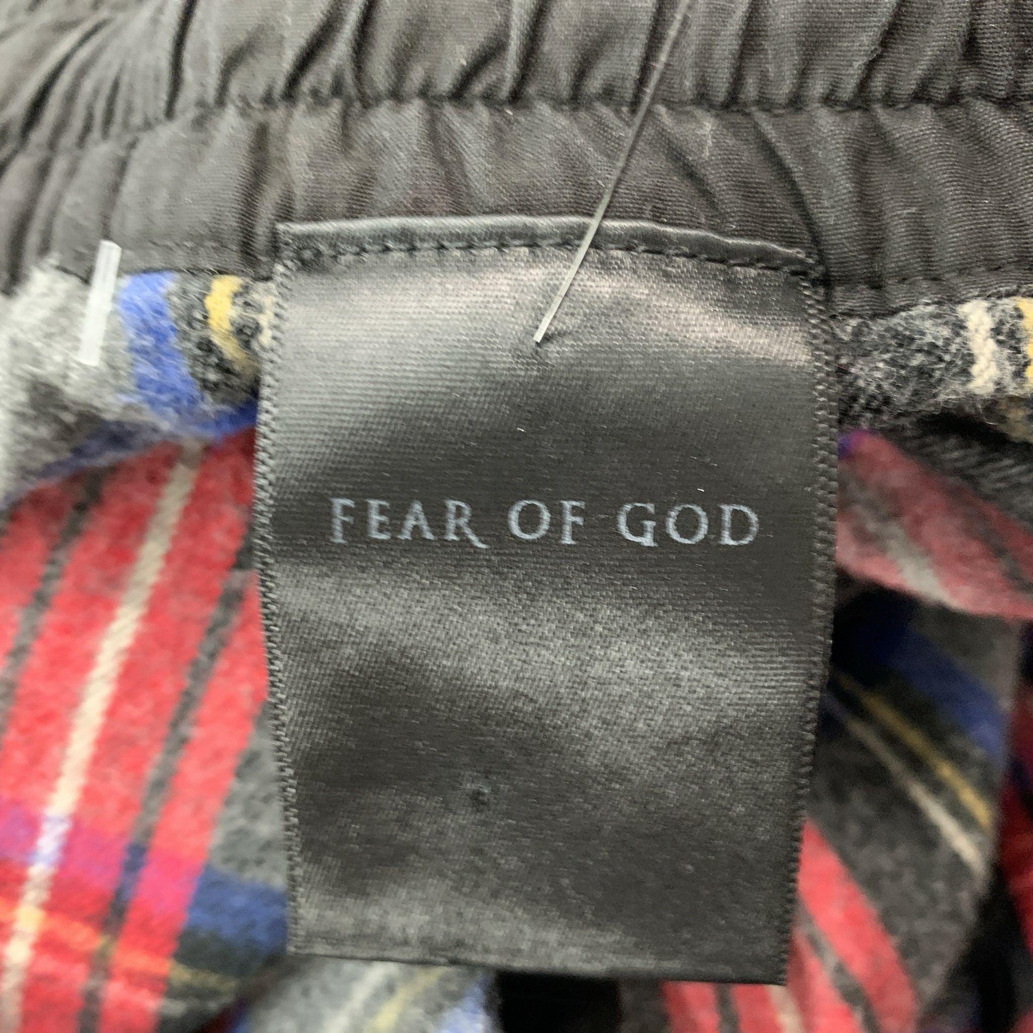 FEAR OF GOD Size S Grey Red Plaid Drawstring Casual Pants For Sale 1