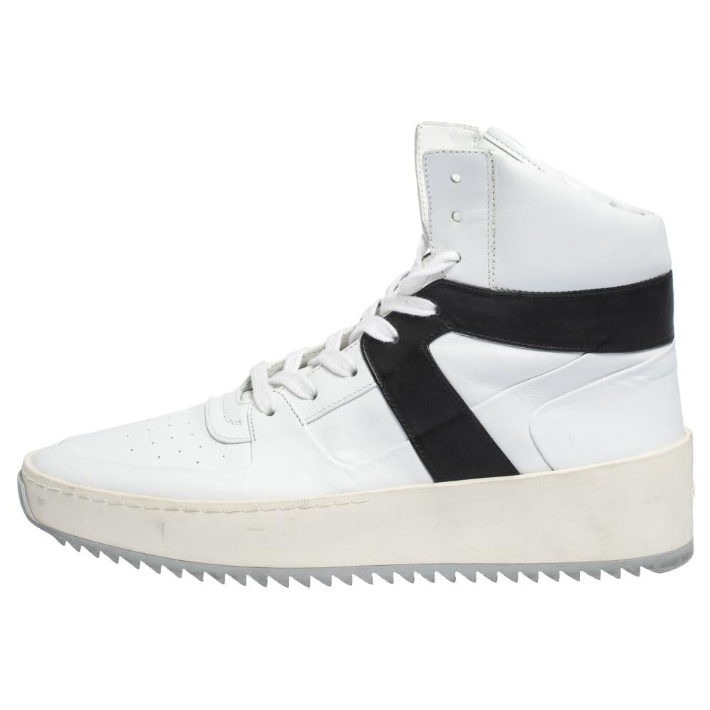 Fear Of God White/Black Leather Basketball High Top Sneakers Size 41