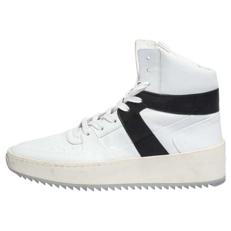 Fear Of God White/Black Leather Basketball High Top Sneakers Size 41 For  Sale at 1stDibs