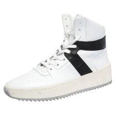 Fear Of God White/Black Leather Basketball High Top Sneakers Size 41