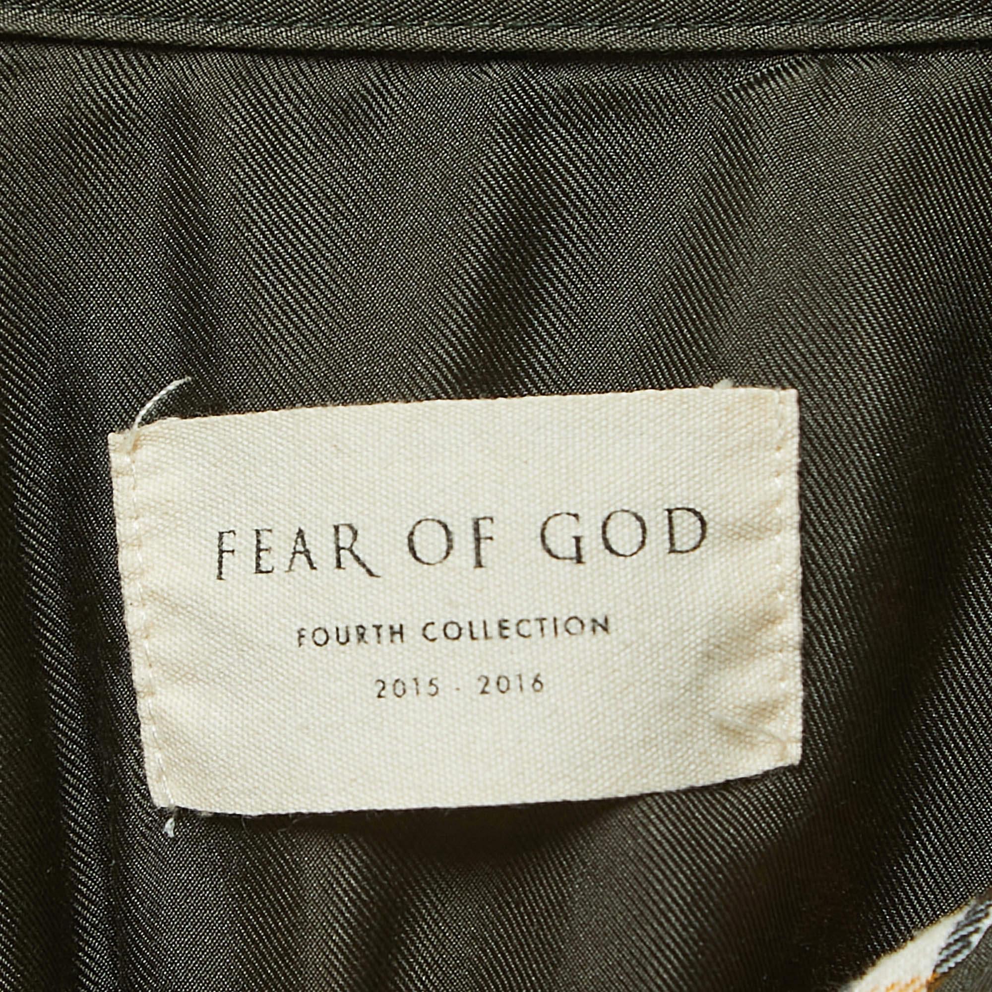 Fear of God Gelbes Tartan-Wollhemd mit Knopfleiste XXL im Angebot 1