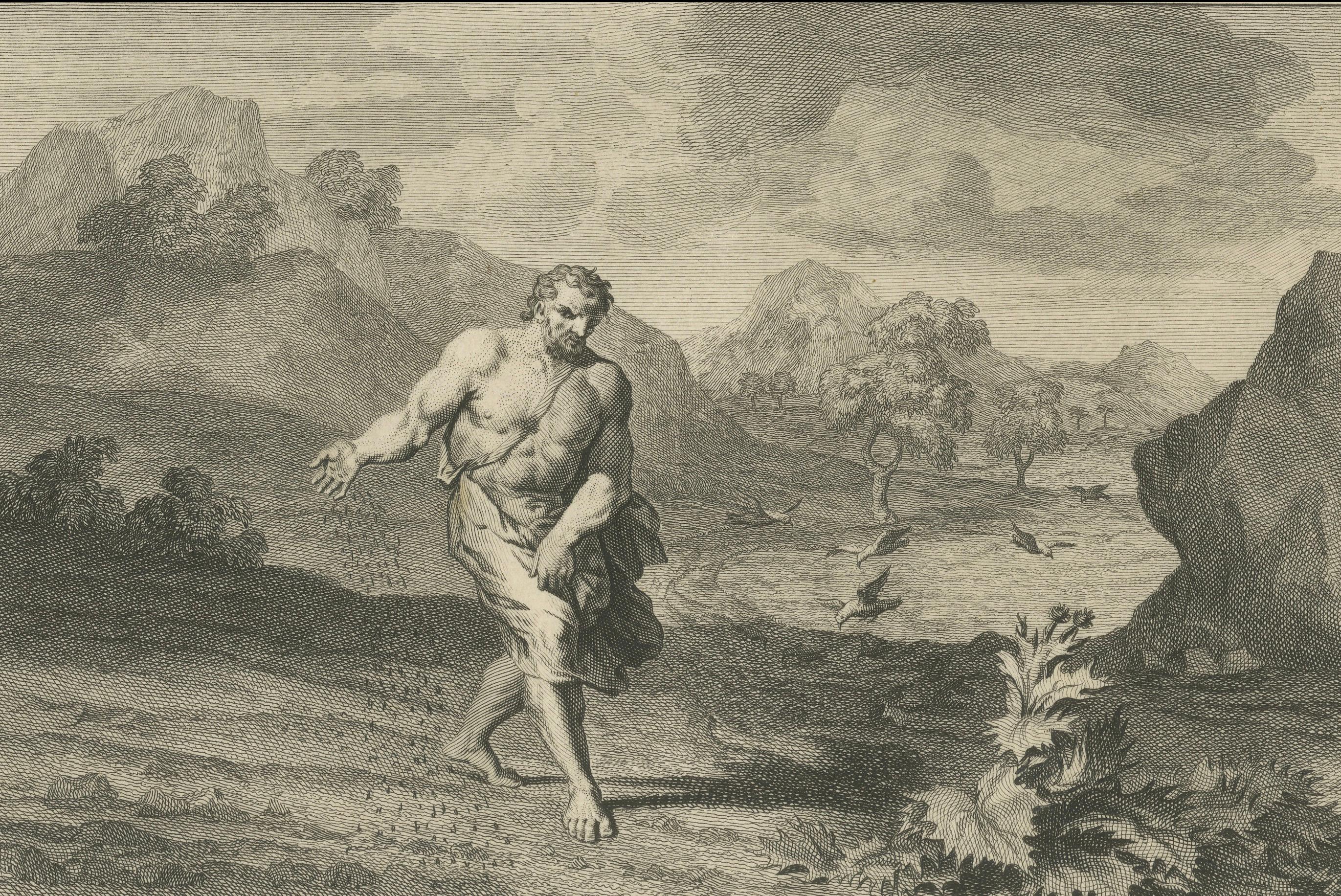 Fest im Hause Simon & Gleichnis vom Sämann, Pieter Mortier, ca. 1700 (Niederländisch) im Angebot