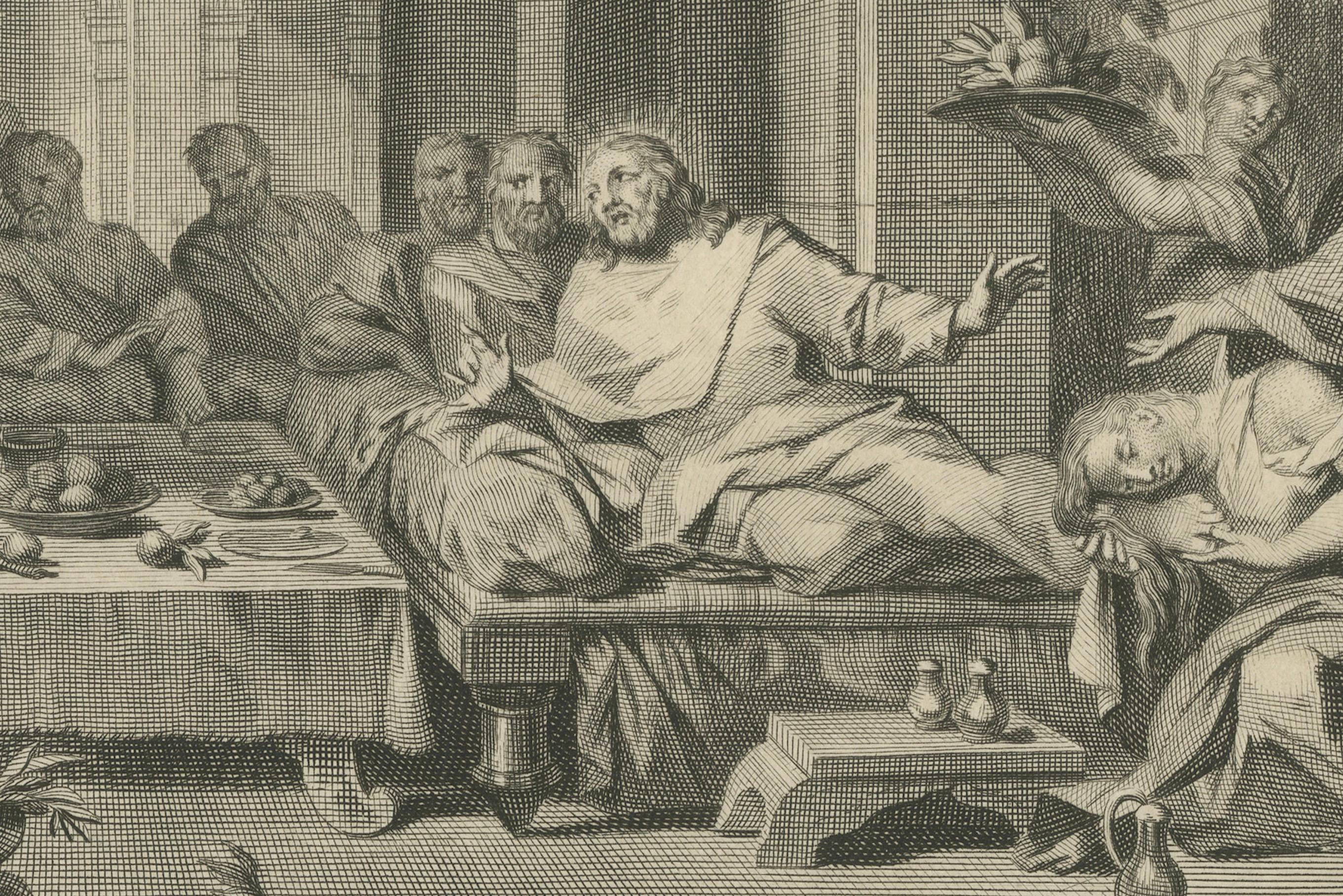 Fest im Hause Simon & Gleichnis vom Sämann, Pieter Mortier, ca. 1700 (Frühes 18. Jahrhundert) im Angebot