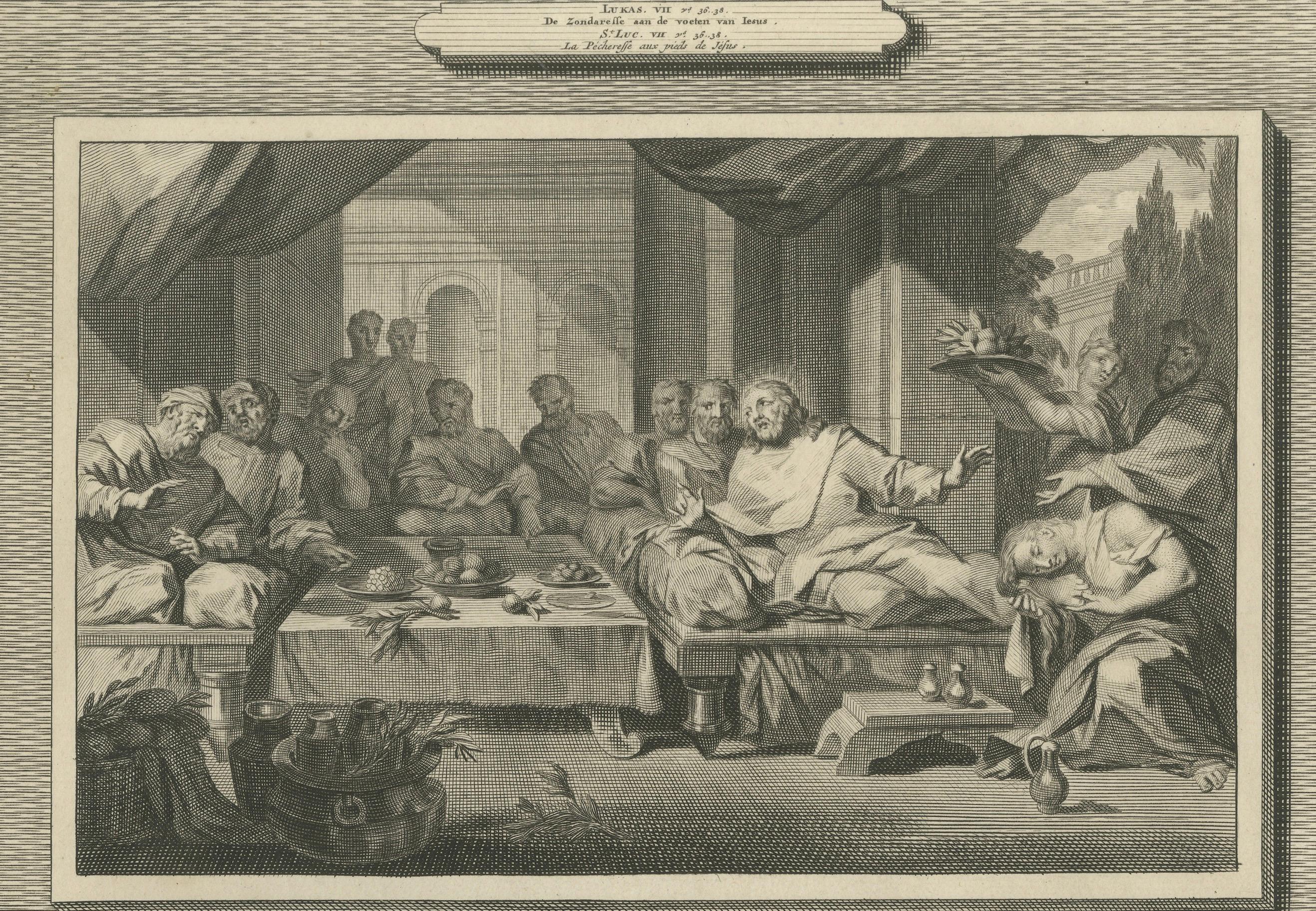 Fest im Hause Simon & Gleichnis vom Sämann, Pieter Mortier, ca. 1700 (Papier) im Angebot