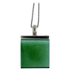 Feat. in Vogue Sterling Silver Designer Male Pendant Necklace with Green Quartz