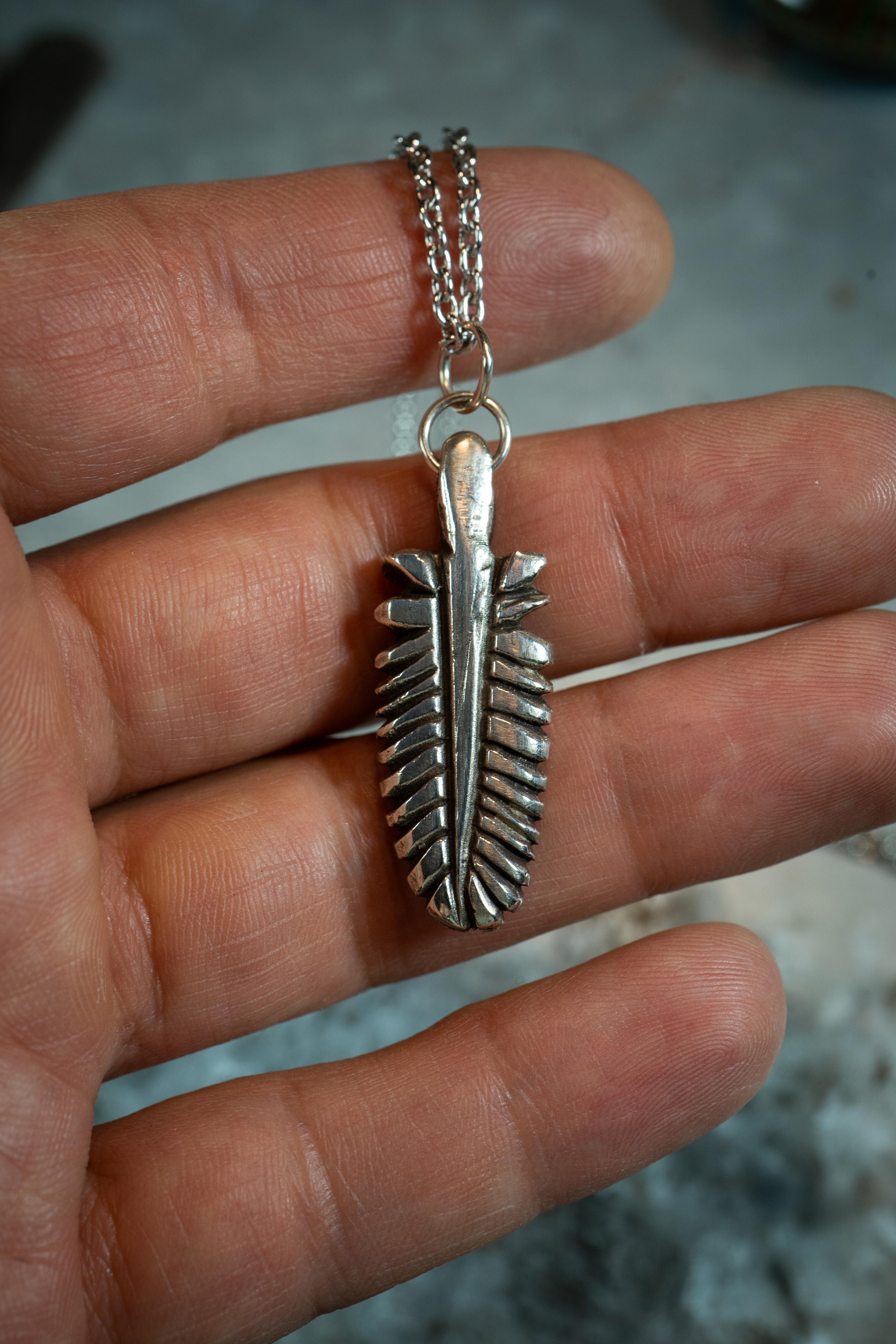 Feather (14K White Gold Pendant) by Ken Fury In New Condition For Sale In Queens, NY