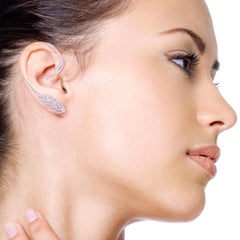 Feather 18 Karat Gold Diamond Ear Climber Earrings