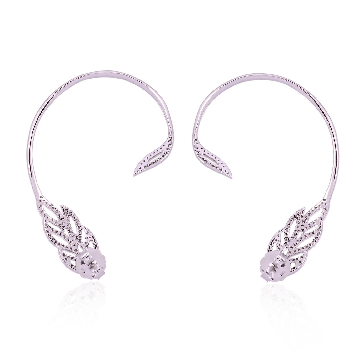 Contemporaneo Orecchini Feather Diamond Climber in oro 18 carati in vendita
