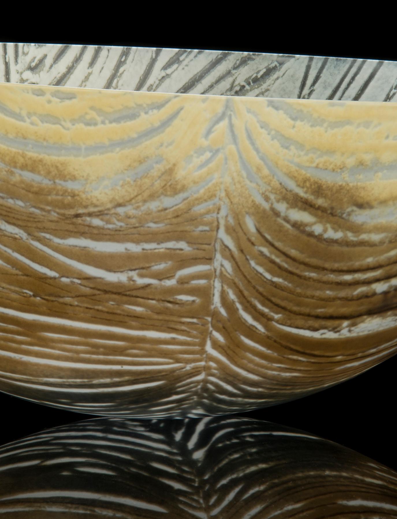 Cast Feather, a Unique Glass Bowl in natural tones & colours by Amanda Simmons