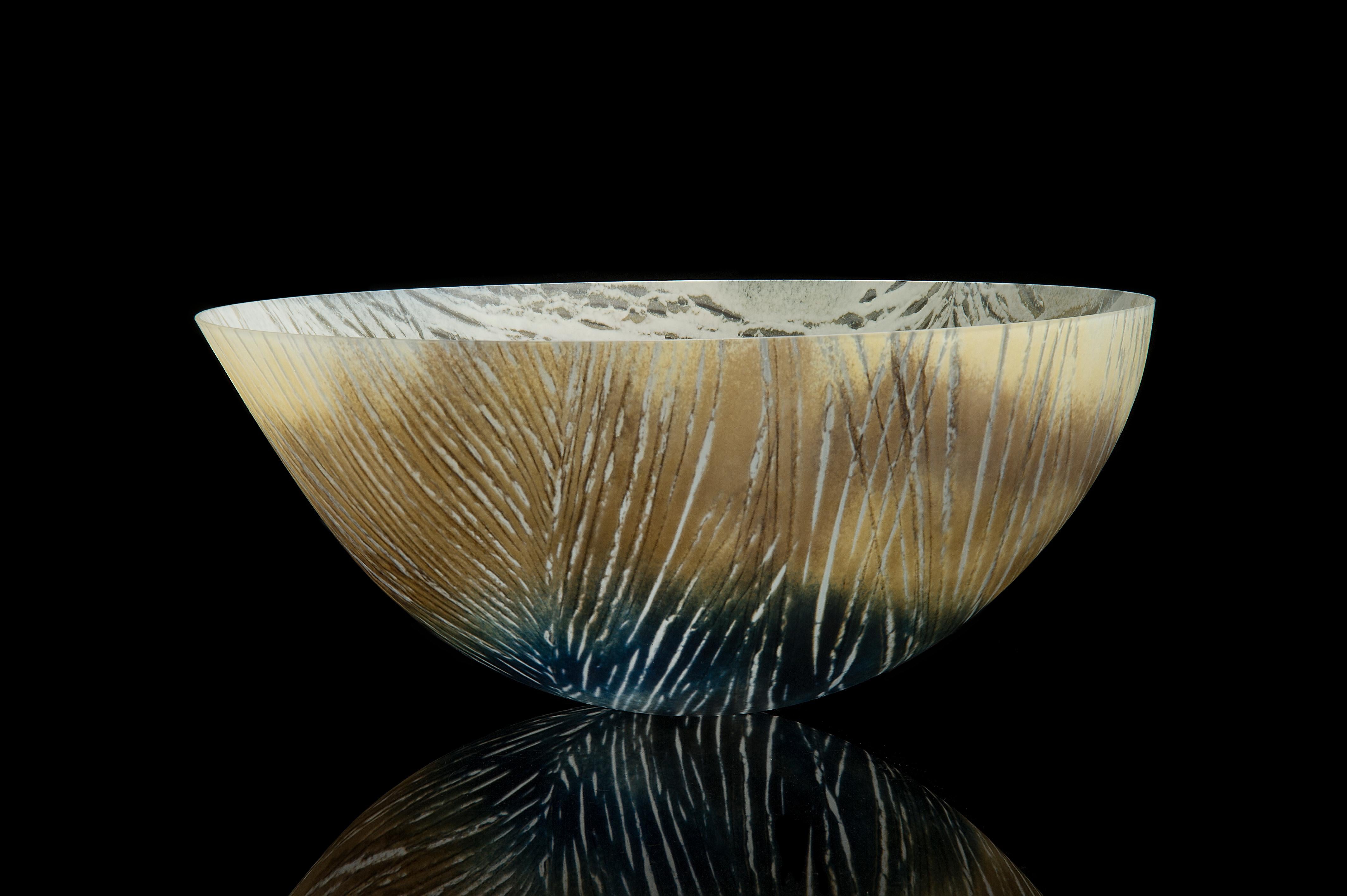 Feather, a Unique Glass Bowl in natural tones & colours by Amanda Simmons In New Condition In London, GB
