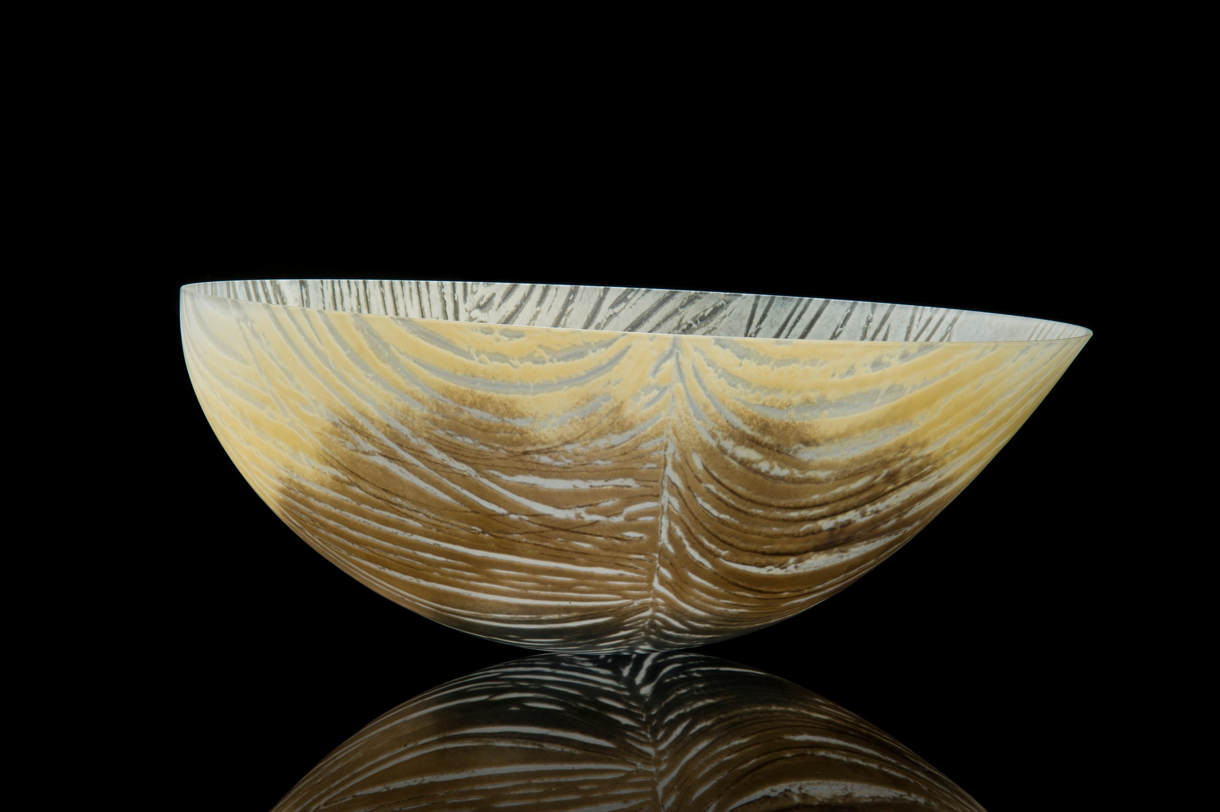 Contemporary Feather, a Unique Glass Bowl in natural tones & colours by Amanda Simmons