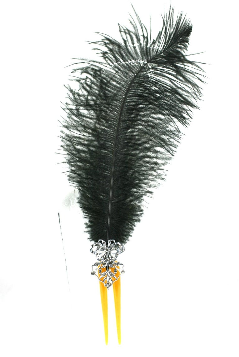 Feather Aigrette Hair Comb at 1stDibs aigrette feathers, feather comb