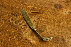 Feather and Claw Shaped Letter Opener in Patinated Sand Cast Brass 1960s
