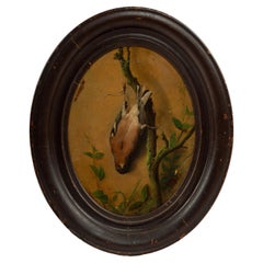 Antique Feather and Silence: Oil on Board of a Nature Morte