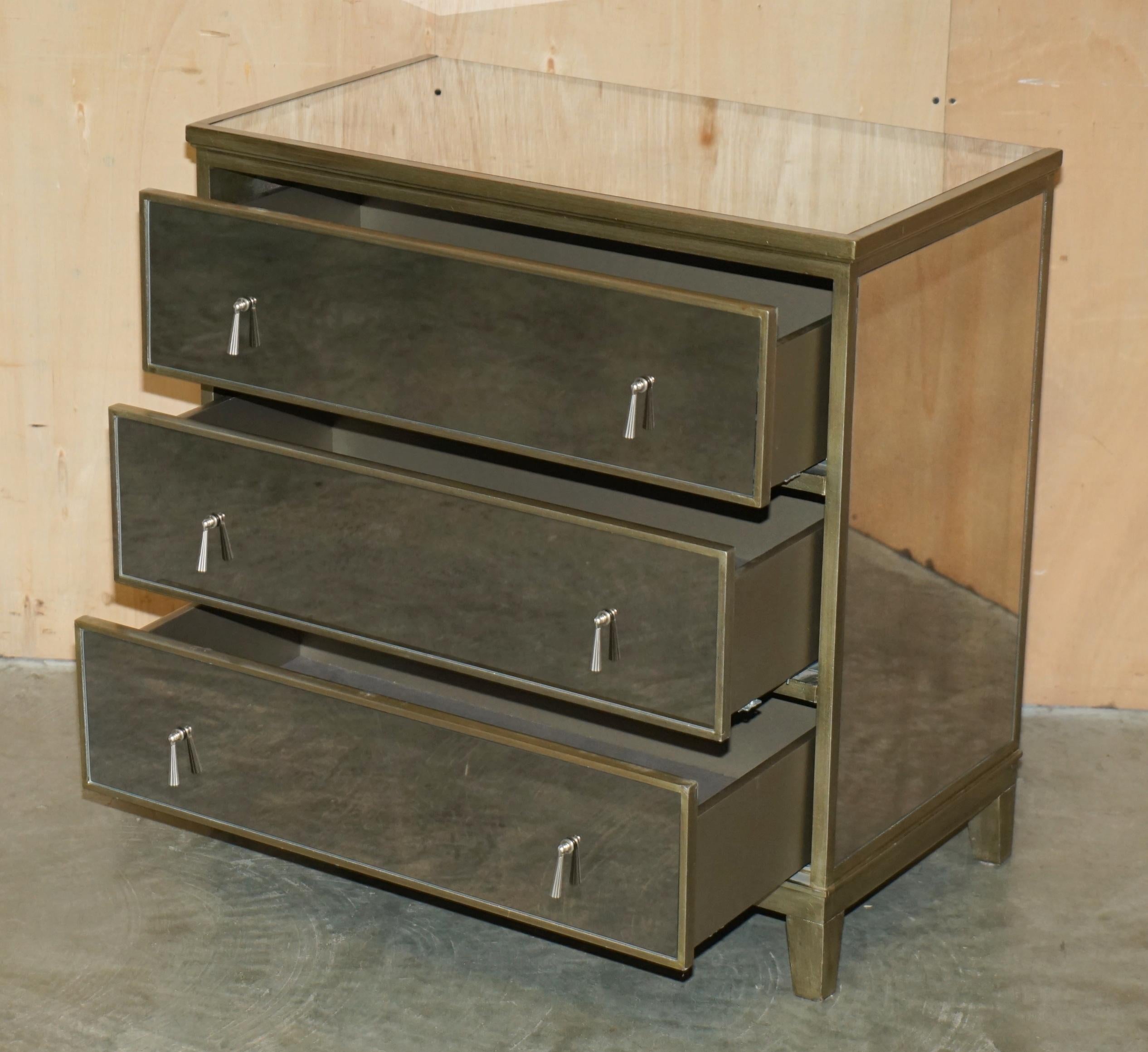 FEATHER & BLACK GATSBY MIRRORED CHEST OF DRAWERS MATCHING SiDE TABLES AVAILABLE For Sale 8